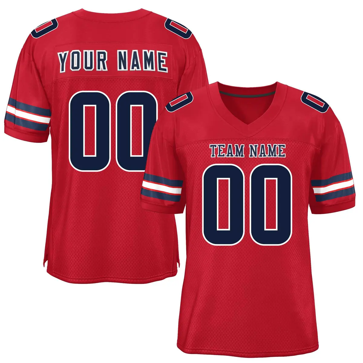 Red Navy-White Classic Mesh Authentic Football Jersey