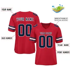 Red Navy-White Classic Mesh Authentic Football Jersey 2