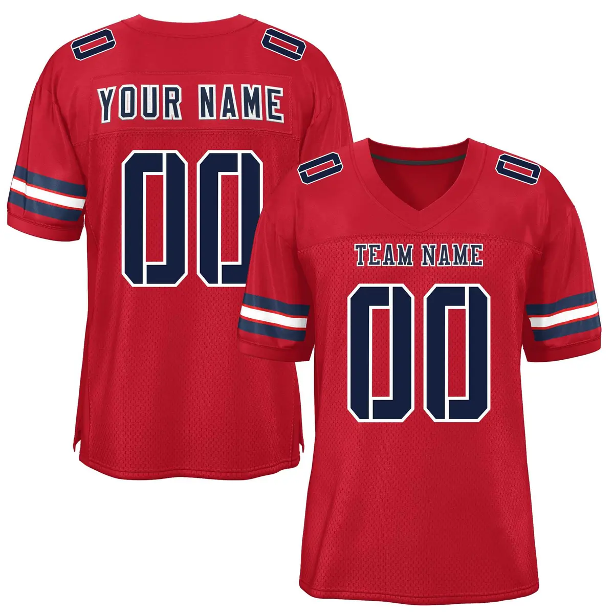 Red Navy-White Classic Mesh Authentic Football Jersey