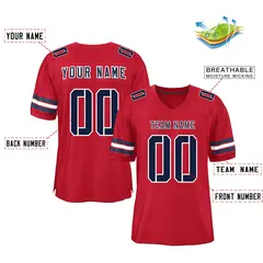 Red Navy-White Classic Mesh Authentic Football Jersey 2