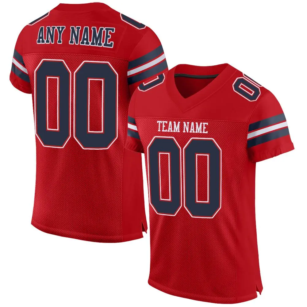 Red Navy-White Classic Mesh Authentic Football Jersey
