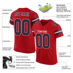Red Navy-White Classic Mesh Authentic Football Jersey 2