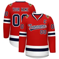 Red Navy-White Classic Style Hockey Jersey 1