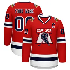 Red Navy-White Classic Style Hockey Jersey 1
