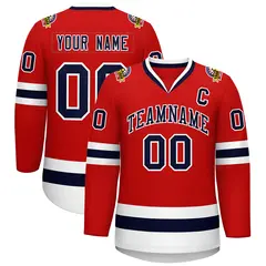 Red Navy-White Classic Style Hockey Jersey 1