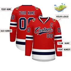 Red Navy-White Classic Style Hockey Jersey 2