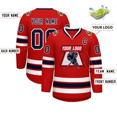 Red Navy-White Classic Style Hockey Jersey 2