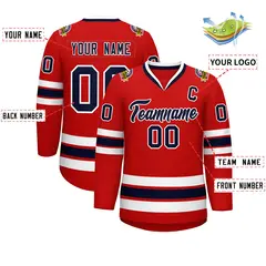 Red Navy-White Classic Style Hockey Jersey 2