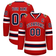 Red Navy-White Classic Style Hockey Jersey 1