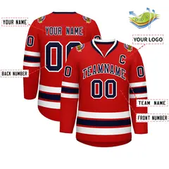 Red Navy-White Classic Style Hockey Jersey 2