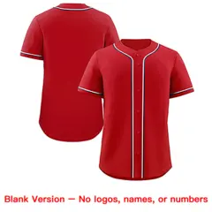 Red Navy-White Classic Style Two-Button Softball Jersey 7