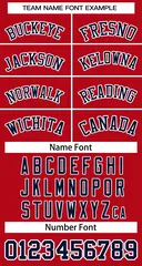 Red Navy-White Classic Style Two-Button Softball Jersey 3