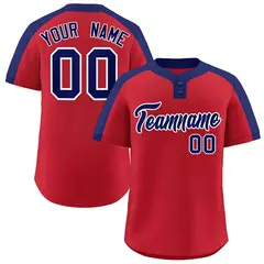 Red Navy-White Classic Style Two-Button Softball Jersey