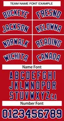 Red Navy-White Classic Style Two-Button Softball Jersey 3