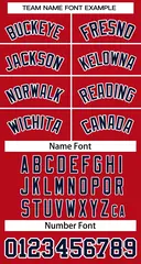 Red Navy-White Classic Style Two-Button Softball Jersey 3