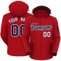 Red Navy-White Classic Style Waterproof Jacket