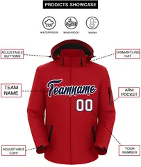 Red Navy-White Classic Style Waterproof Jacket 2