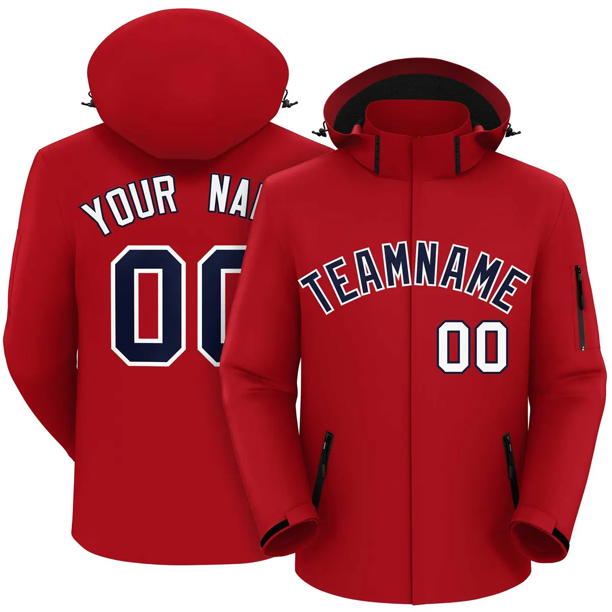 Red Navy-White Classic Style Waterproof Jacket