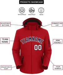 Red Navy-White Classic Style Waterproof Jacket 2