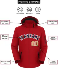 Red Navy-White Classic Style Waterproof Jacket 2