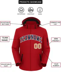 Red Navy-White Classic Style Waterproof Jacket 2