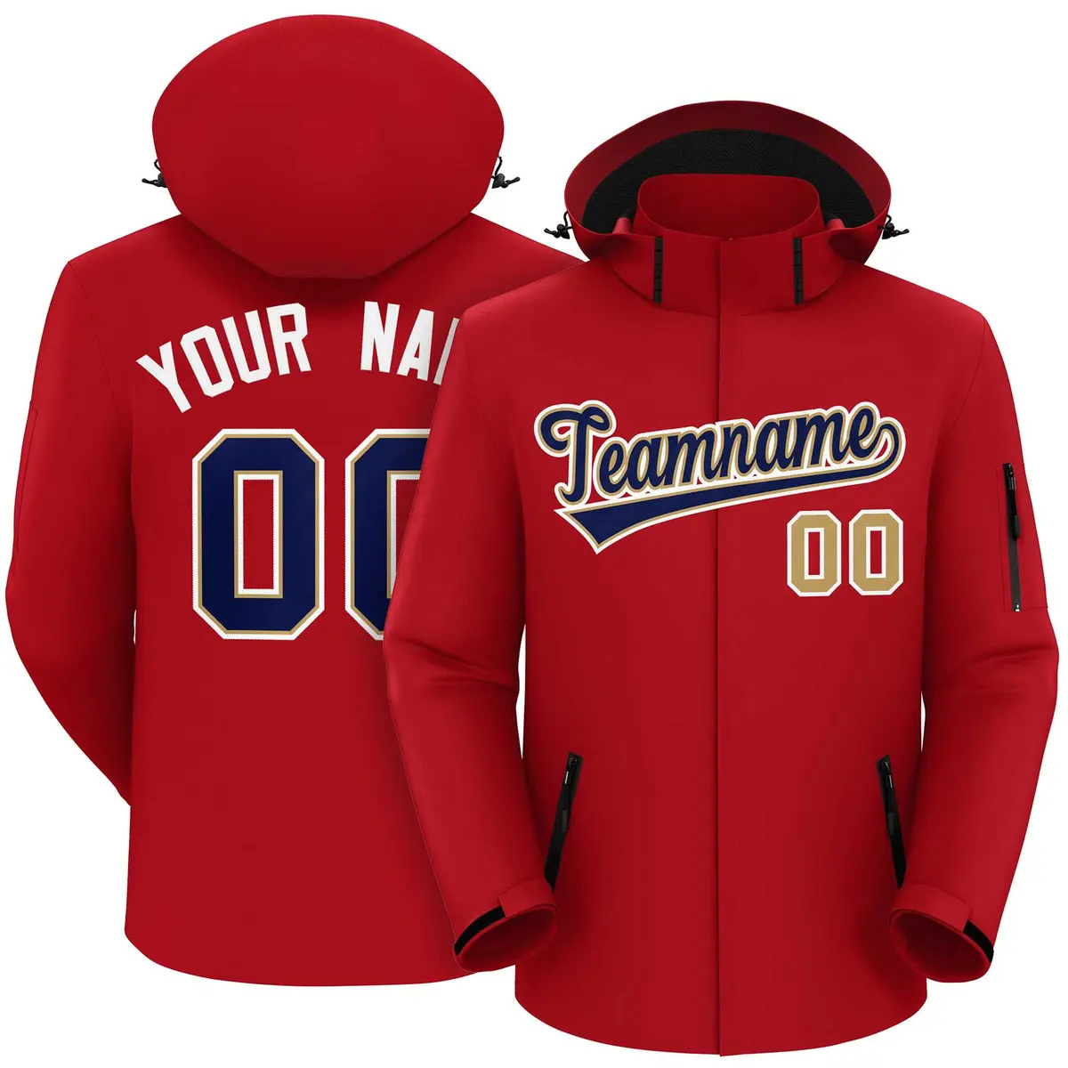 Red Navy-White Classic Style Waterproof Jacket