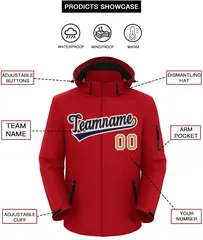Red Navy-White Classic Style Waterproof Jacket 2