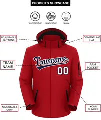 Red Navy-White Classic Style Waterproof Jacket 2