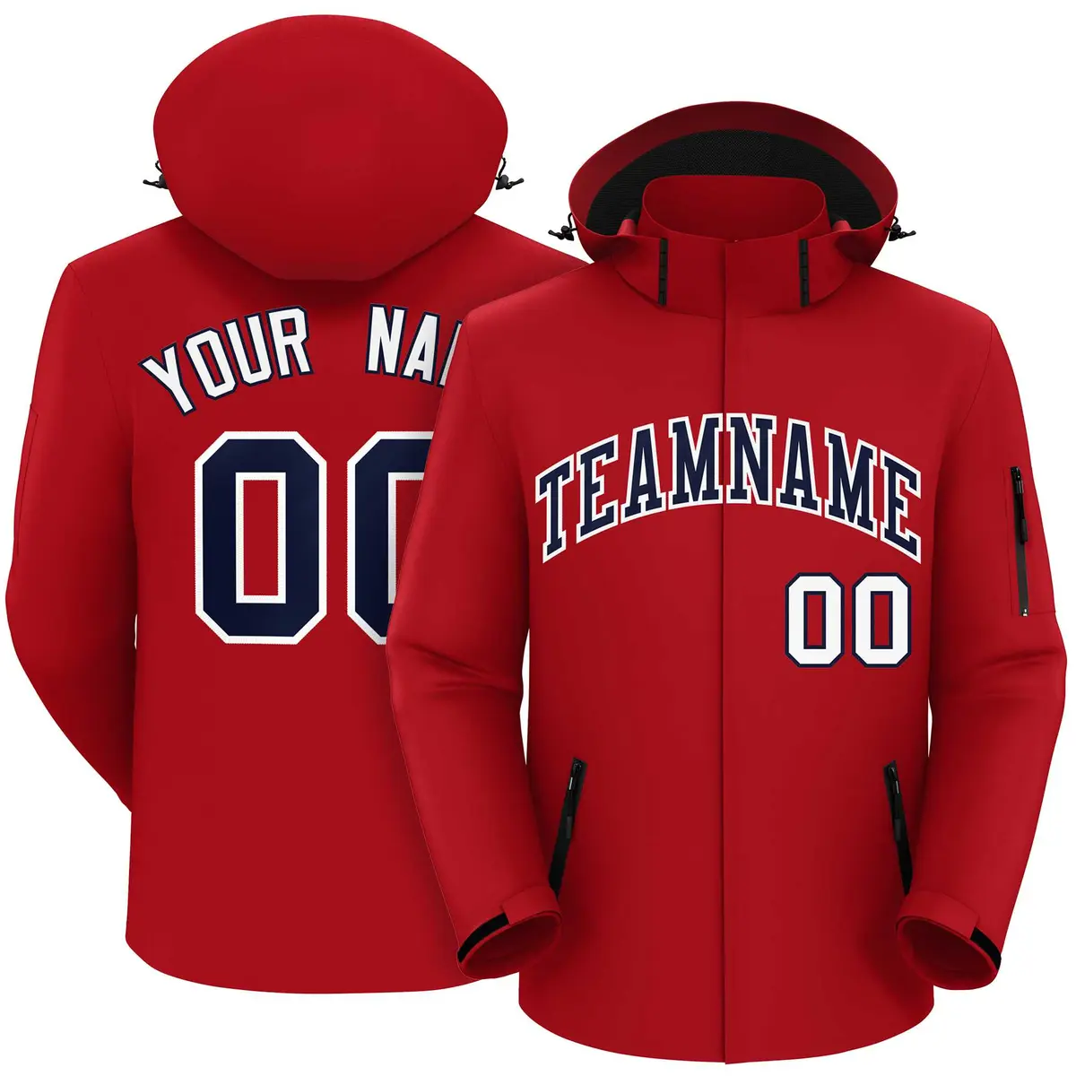 Red Navy-White Classic Style Waterproof Jacket