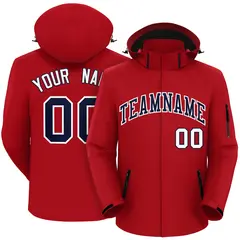 Red Navy-White Classic Style Waterproof Jacket