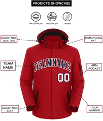 Red Navy-White Classic Style Waterproof Jacket 2