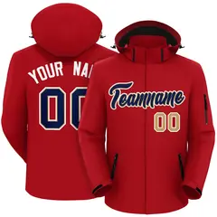 Red Navy-White Classic Style Waterproof Jacket