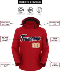 Red Navy-White Classic Style Waterproof Jacket 2