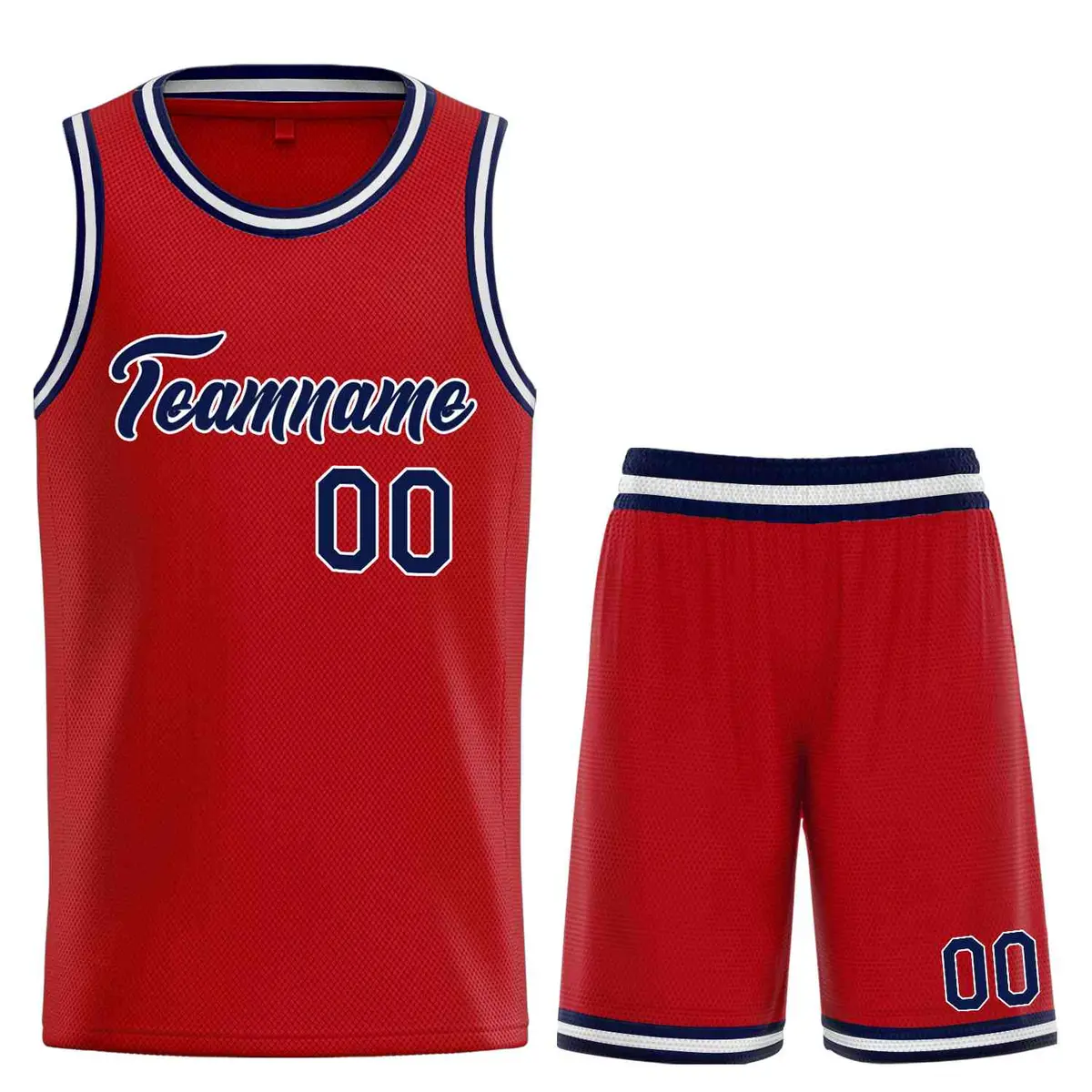 Red Navy-White Classic Team Basketball Jersey