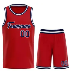 Red Navy-White Classic Team Basketball Jersey