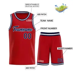 Red Navy-White Classic Team Basketball Jersey 3