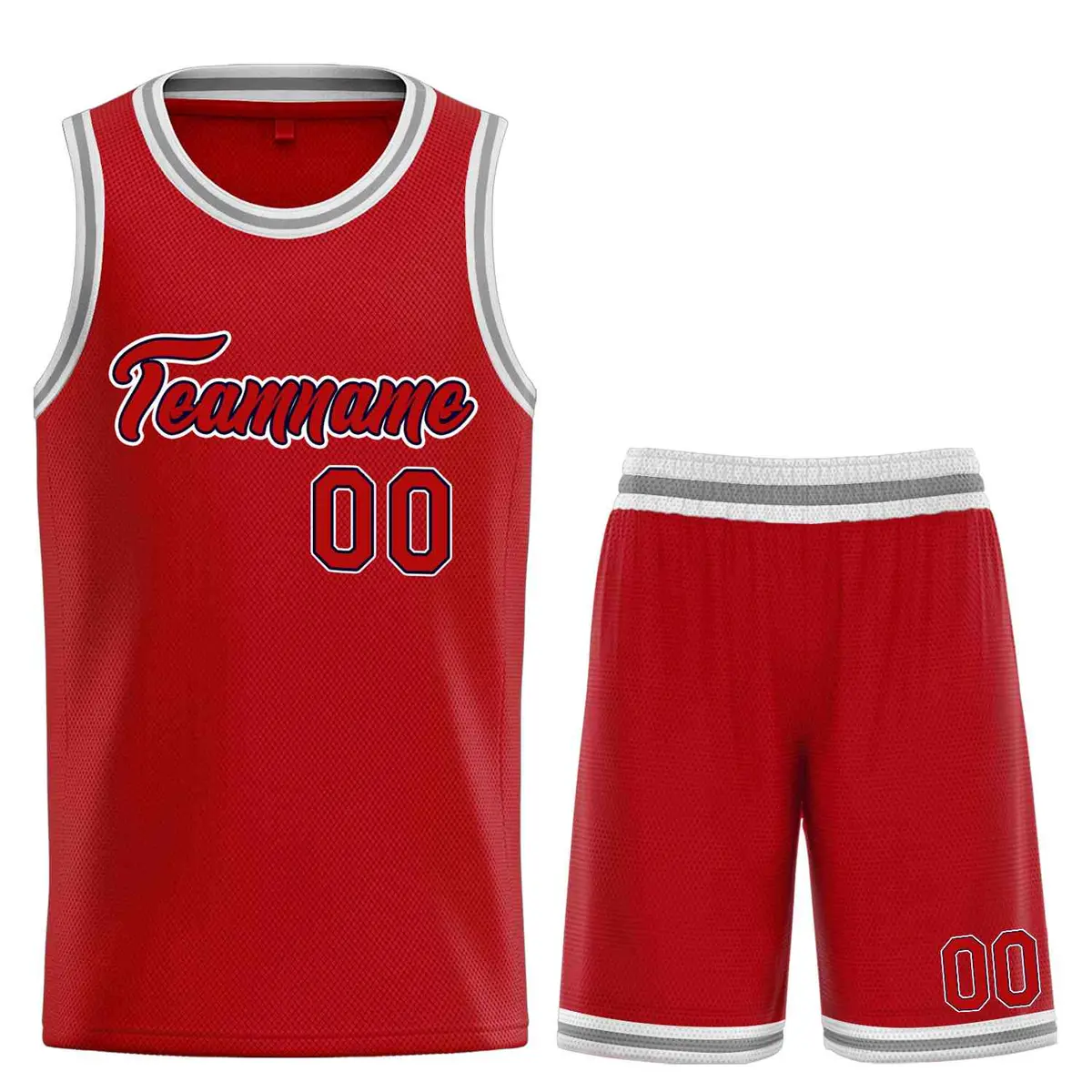 Red Navy-White Classic Team Basketball Jersey