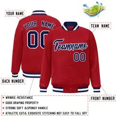 Red Navy-White Classic Varsity Full-Snap Letterman Jacket 2