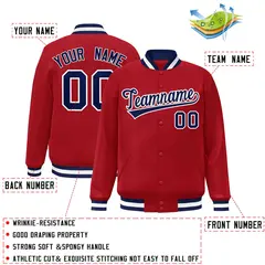 Red Navy-White Classic Varsity Full-Snap Letterman Jacket 2