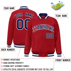 Red Navy-White Classic Varsity Full-Snap Letterman Jacket 2