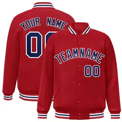 Red Navy-White Classic Varsity Full-Snap Letterman Jacket