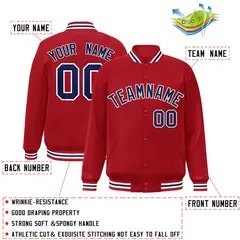 Red Navy-White Classic Varsity Full-Snap Letterman Jacket 2