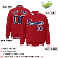 Red Navy-White Classic Varsity Full-Snap Letterman Jacket 2