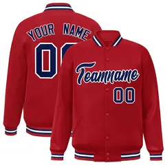 Red Navy-White Classic Varsity Full-Snap Letterman Jacket