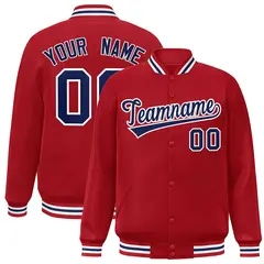 Red Navy-White Classic Varsity Full-Snap Letterman Jacket 1