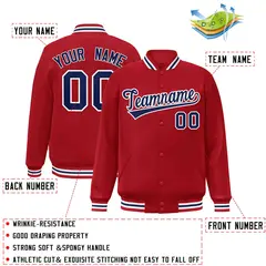 Red Navy-White Classic Varsity Full-Snap Letterman Jacket 2