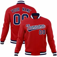 Red Navy-White Classic Varsity Full-Snap Letterman Jacket 1