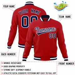Red Navy-White Classic Varsity Full-Snap Letterman Jacket 4