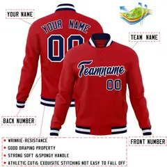 Red Navy-White Classic Varsity Full-Snap Letterman Jacket 4