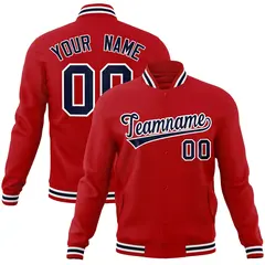 Red Navy-White Classic Varsity Full-Snap Letterman Jacket 1